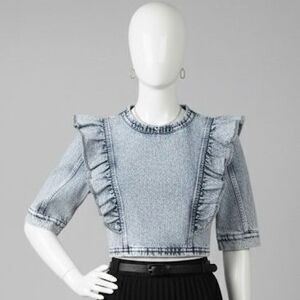 Forever 21 Light Blue Ruffle Crop Top